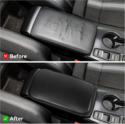 Amiss Car Center Console Pad, Universal Waterproof Car Armrest Seat Box Cover, Car Interior Accessories, Carbon Fiber PU Leather Auto Armrest Cove...