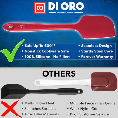 DI ORO Silicone Spatula Set - Rubber Kitchen Spatulas for Baking, Cooking, & Mixing - 600°F Heat-Resistant & BPA Free Silicone Scraper Spatulas fo...
