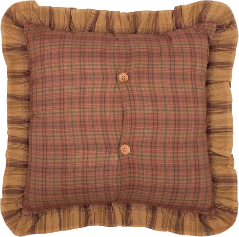 VHC Brands Prescott Plaid Cotton Rustic Square Pillow 16x16 Filled Bedding Accessory, 16" x 16"...