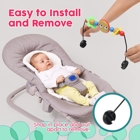 Toy Bar for Baby Bouncer - Googly Eyes Toy Plays Music and Balls Make Tinkling Sounds - Baby-Safe Plastic Baby Bouncer Toys - Easy to Install Baby...