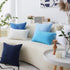 Home Brilliant Euro Sham Striped Decorative Corduroy Pillow Cover 24x24 Velvet Large Couch Throw Pillow Cover for Bedroom, 24 inch (60cm), Navy Bl...