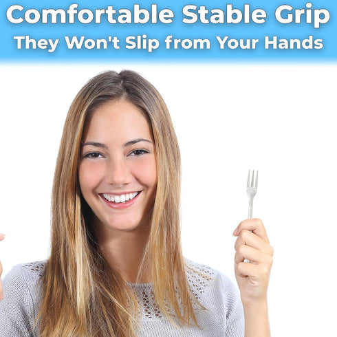 Super Durable, Elegant Mini Cocktail Forks 12 Pcs. Stainless Steel Tasting or Sampling Fork Set for Hors D'Oeuvres, Appetizers, Mussels, Crab. Sma...