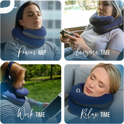 BCOZZY Travel Neck Pillow for Airplane– Patented Double Support for Head, Neck, and Chin. Best for Long Flights, Plane Sleeping, and Car Rides. Ad...