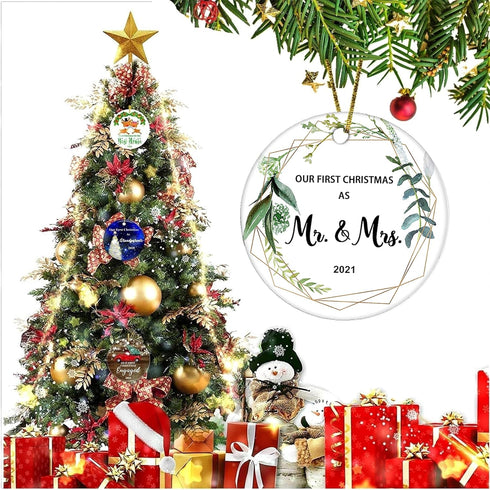 JUPPE Bridal Shower Gifts, Wedding Gifts for Couples, Our First Christmas As Mr & Mrs Ornament 2023 Romantic Newlywed Married Wedding Decor Gifts ...
