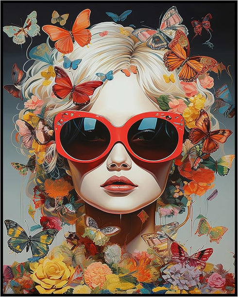 Posterizer 1 pcs-dreamy art-sunglasses wearing woman-Abstract & Modern Art-Inspirational Women's Art-Gift for Girls, Teens-Decor for Home & Office...