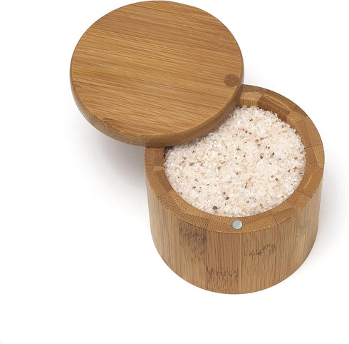 Lipper International Bamboo Wood Salt or Spice Box with Swivel Cover, 3-1/2" x 2-3/4"...