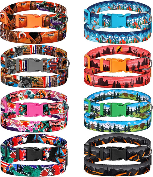 Nature Dog Collar Travel Pattern Adjustable Nylon Pet Collars for Small Medium Large Dogs Puppy Designer Print (Hawaii, Neck Fit 10"-13")...