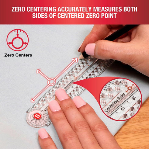 SINGER 12-Inch Folding Ruler with Precision Marking & Zero-Centering for Sewing, Quilting, Crafting & Patternmaking - Clear Metric Ruler - 15 Incr...