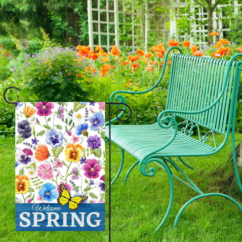 Spring Garden Flag Flowers Butterfly Outdoor Flag Vertical Double Sided Polyester for Farmhouse Yard Outdoor Porch Lawn Decor 12.5 x 18 Inch...
