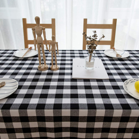 Aquazolax Weights Boho Tableclothes Buffalo Checkered Cloth Tablecloth for Rectangle Tables 6ft Long Black and White Table Cover, 54" x 72", Black...