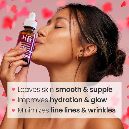 SeoulCeuticals 1% Korean Retinol Night Serum for Face - 97.5% Snail Mucin + Hyaluronic Acid + Bakuchiol, Cruelty Free K Beauty for Sensitive Skin ...