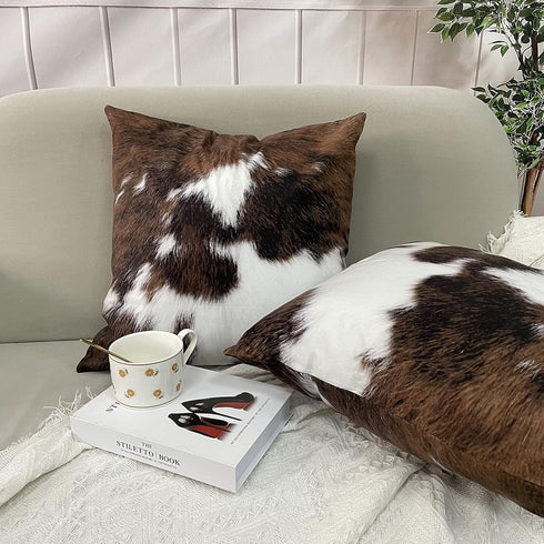 TOMWISH Pack of 2 Throw Pillow Covers Christmas Cowhide Printing Western 18x18 Pillow Cover,Decorative Throw Pillows Cushion Covers for Home Livin...