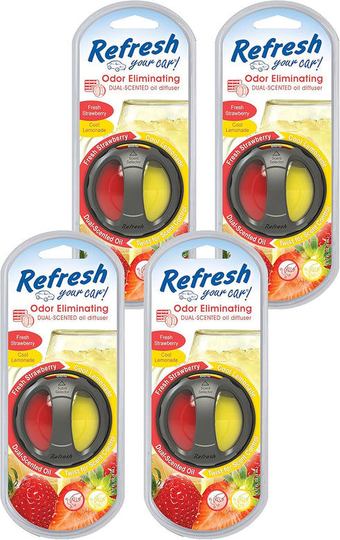 Refresh Your Car! 84022 Fresh Strawberry/Cool Lemonade Scented Oil Diffuser, 4 Pack...