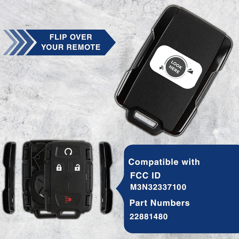 2x KeylessOption Key Fob Cover Case Replacement for 2014 2015 2016 2017 2018 2019 Chevrolet Chevy Silverado Suburban Tahoe GMC Sierra Yukon Remote...