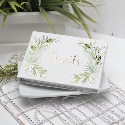 Spiral Bound Compact Wedding/Event Guest Book, 7.5 x 5.75-Inch, Greenery...