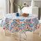 Newbridge Boho Chic Paisley Vinyl Tablecloth with Flannel Backing, 70 Inch Round, Blue Red and Pink Floral Print, Wipe Clean Table Cover for Dinin...