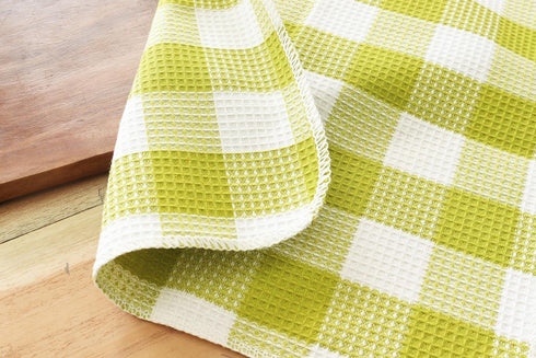 PurpleEssences 100% Cotton Waffle Weave Check Plaid Kitchen Towels, Super Soft and Absorbent Dish Towels for Drying Dishes,12 x 12-6 Pack - Light ...