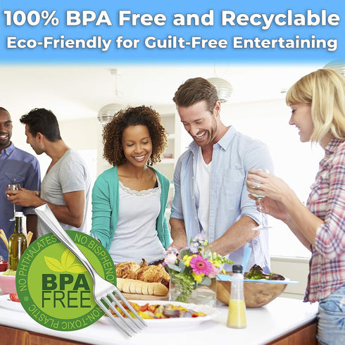 Super Elegant, BPA Free 200ct Plastic Tasting Forks. Mini Cocktail or Sampling Fork Set for Appetizers, Shrimp and Seafood. Durable, Recyclable 4 ...