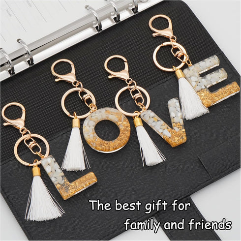 Initial Letter Keychain for Women Birthday gift To Little Girls Tassel Butterfly Pendant Key Ring for Backpack...