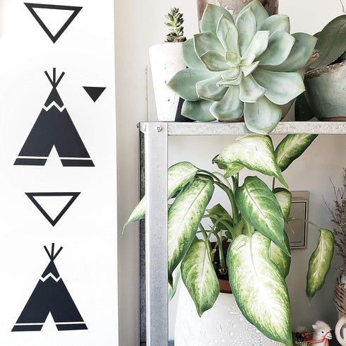 Tents Wall Decals Peel and Stick for Kids, Baby Bedroom Nursery and Living Room, Tribal TeePees Vinyl Wall Stickers Decor (Black)...