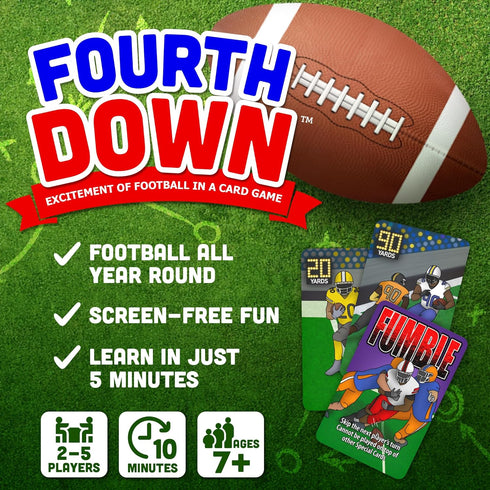 Fourth Down™ - New! The Excitement of Football in a Card Game! As Featured in New York Magazine, Perfect for Gifts, Super Bowl, Parties, and More!...