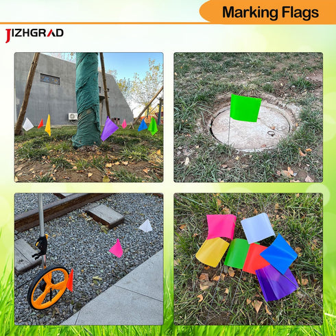 Blue Marker Flags, 100 Pack Construction Marking Flags,4x5x16 Inch, Yard Flags Marker, Lawn Flags, Invisible Fence, Survey Flags, Landscape Flags,...