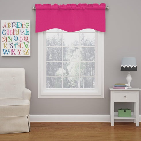 ECLIPSE Kendall Modern Scalloped Valance Rod Pocket Window Curtain for Kitchen or Bathroom , Raspberry, 42" x 18"...
