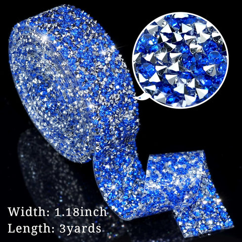Locacrystal Bling Rhinestones Ribbon Self-Adhesive Iron on Diamond Crystal Ribbon Wrap Roll DIY Rhinestone Stickers for Wedding Clothing Cars Craf...