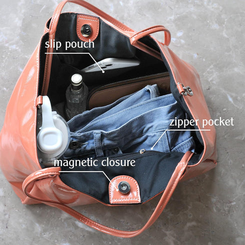 Shiny Patent Faux Leather Tote Glossy Shoulder Handbag for Women Convertible Purse...
