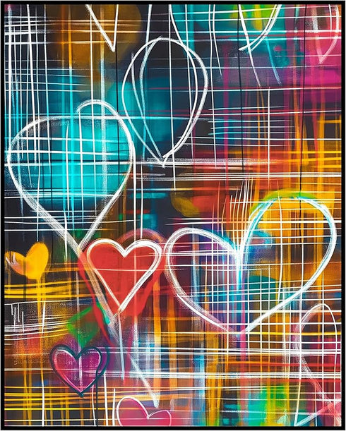 Posterizer 1 pcs-neon fun colorful hearts retro inspired poster-Romantic Art-Holiday Poster Collection-Gift for Couples boyfriend girlfriend Husba...