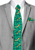 Jacob Alexander Men's Happy Saint Patrick's Day Four-Leaf Clover Hearts Pattern Pocket Square - Green...
