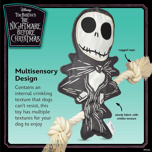 Disney for Pets Nightmare Before Christmas 10" Jack Skellington Flattie | Jack Skellington Flat Dog Toy | Nightmare Before Christmas Movie Toys fo...