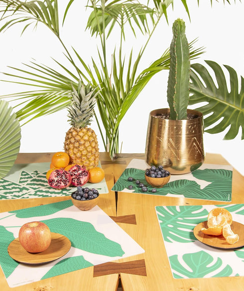 modern-twist 14 x 16 Silicone Placemat, BPA, PVC-Free Table Mat, Dishwasher Safe, Conservatory Print in Tiger Aloe, Pack of 1...
