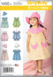Simplicity 1450 Toddler Girl's Dress, Shirt, Underwear, and Hat Sewing Patterns, Sizes 1/2-4...