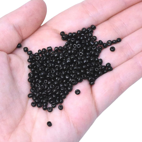 Mandala Crafts Glass Tiny Beads - 6000 8/0 Small Kit - 3mm Black for Jewelry...