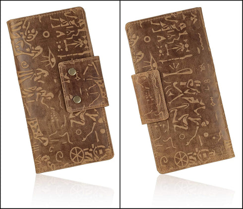 Mou Meraki Genuine Leather RFID Blocking Long Wallet – Vintage Bifold for Men (ANCIENT COGNAC)...