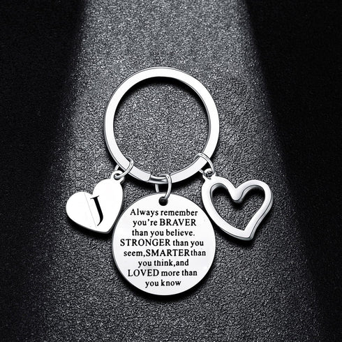 Inspirational Keychain Always Remember You Are Braver Than You Believe Jewellery Letter Keyring Gifts for Men Women...