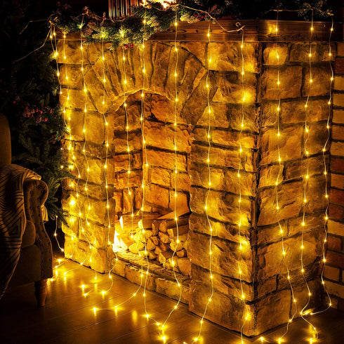 Curtain Window String Lights 6.5 x 5 Feet LED Copper Tapestry Backdrop Twinkle Fairy Lights Battery Operated 8 Modes Lights Remote Control USB Pow...