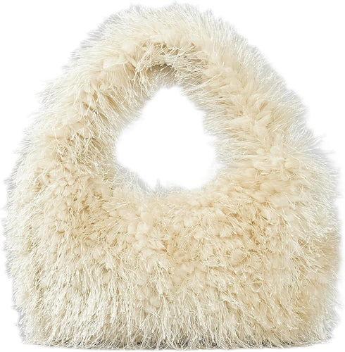 Faux Fur Fluffy Hobo Bag Furry Handbag Purse Y2K Fuzzy Tote Bag,Trendy Cute Plush Purse for Women...