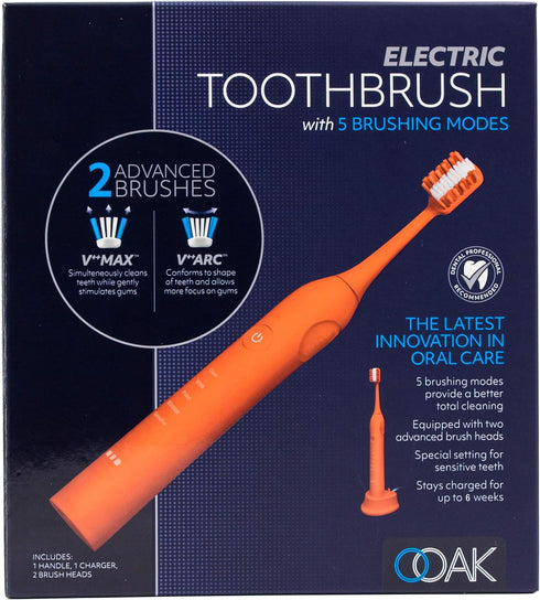 Ooak Electric Toothbrush with 5 Brushing Modes with 2 Advanced Heads - Coral...