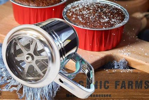 3-Cup Stainless Steel Flour Sifter,Squeeze Sifter for Baking with Compatable Silicone Handle (Red)...