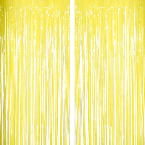 Yellow Tinsel Foil Fringe Curtains Decorations - You Are My Sunshine Baby Shower Birthday Party Photo Backdrops Props Decorations, 2pc...
