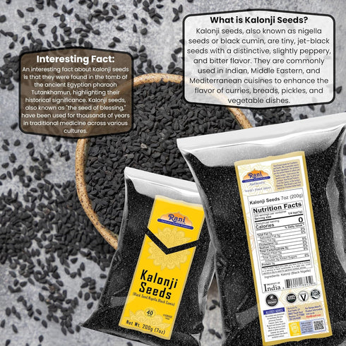 Rani Kalonji (Black Seed, Nigella Sativa, Black Cumin) Seeds 7oz (200g) ~ All Natural | Gluten Friendly | NON-GMO | Kosher | Vegan | Indian Origin...