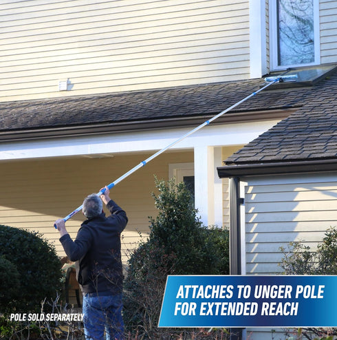 Unger Professional 18" ProFlex 2-in-1 Squeegee & Scrubber - Window Cleaning Tool with Pivoting Head – Squeegee for High Access Window Washing, Com...