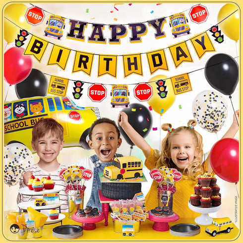 Wheels On The Bus Birthday Decorations, School Bus Decorations For Party, School Bus Birthday Party Decorations | School Bus Birthday Banner | Sch...