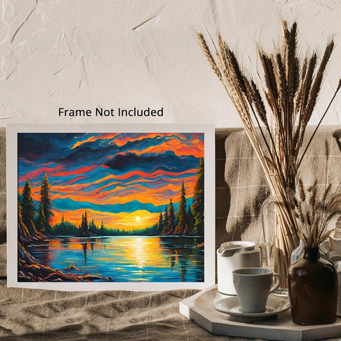 Posterizer 1 pcs- mountains, trees, night sky landscape nature 12-Landscape & Nature Art-Floral Botanical Art- Decor for Home & Office- unframed w...