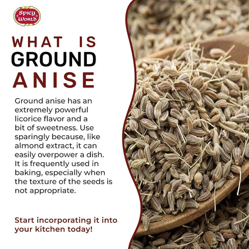 Spicy World Ground Anise Powder 7 Ounce - Anise Seeds Ground, Pure & Natural, Great for baking, cooking, and even tea...