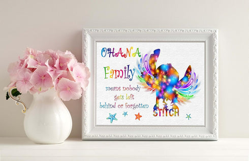 Uhomate Lilo and Stitch Ohana Means Family Home Canvas Prints Wall Art Inspirational Quotes Wall Decor Living Room Bedroom Bathroom Artwork C002 (...