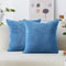 Home Brilliant Throw Pillow Covers Decorative Soft Velvet Corduroy Striped Set of 2 Square Cushion Cover for Couch Bench, 18 x 18 inch, Blue...