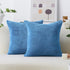 Home Brilliant Throw Pillow Covers Decorative Soft Velvet Corduroy Striped Set of 2 Square Cushion Cover for Couch Bench, 18 x 18 inch, Blue...